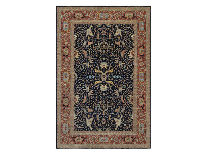 11'11" x 18'0" New Hand Knotted Blue Wool Rectangle Oriental Rug - MOA10291951