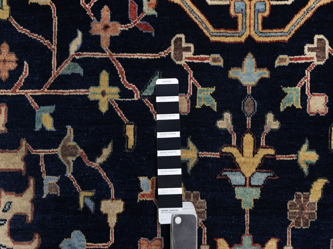 11'11" x 18'0" New Hand Knotted Blue Wool Rectangle Oriental Rug - MOA10291951