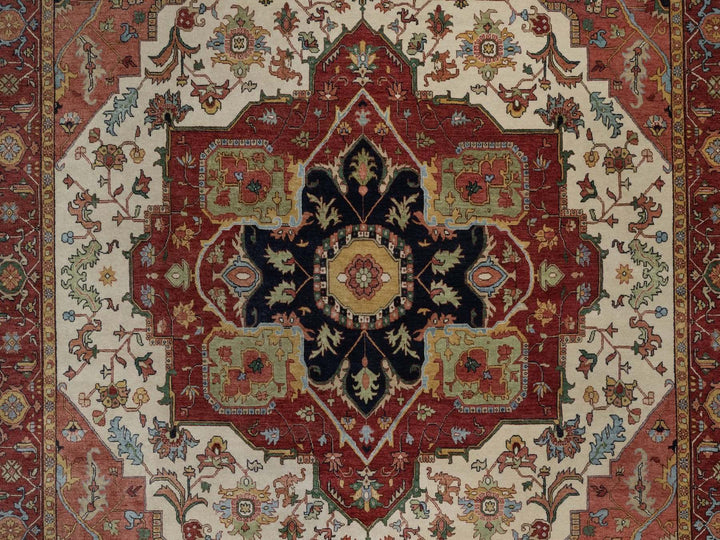 9'0" x 12'1" New Hand Knotted Ivory Wool Rectangle Oriental Rug - MOA10291959