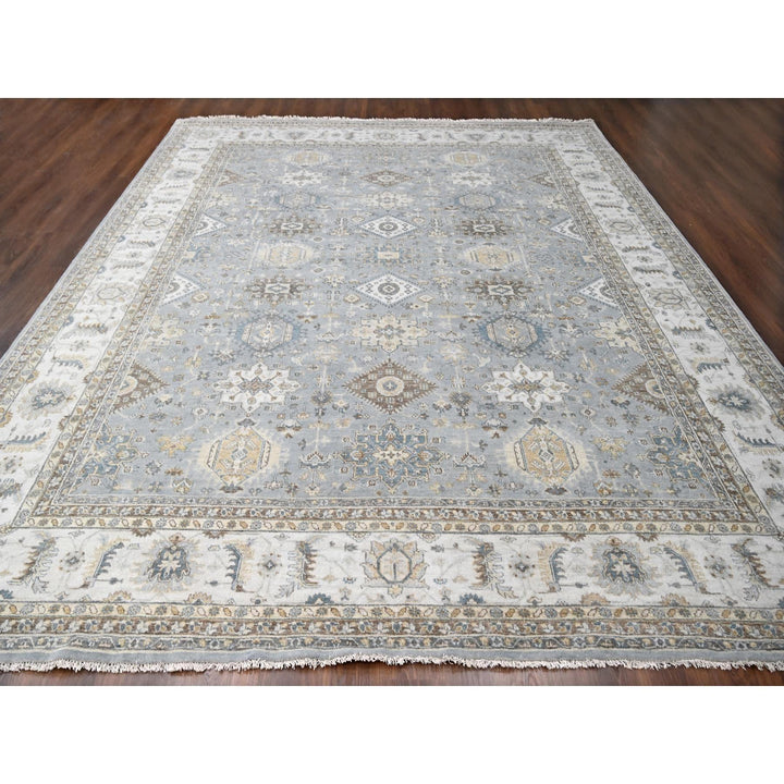 12'2" x 15'0" New Hand Knotted Grey Wool Rectangle Oriental Rug - MOA10210030