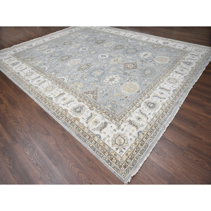 12'2" x 15'0" New Hand Knotted Grey Wool Rectangle Oriental Rug - MOA10210030
