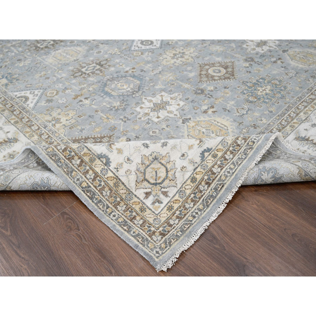 12'2" x 15'0" New Hand Knotted Grey Wool Rectangle Oriental Rug - MOA10210030