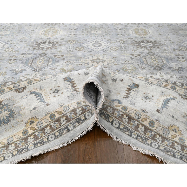 14'0" x 17'9" New Hand Knotted Grey Wool Rectangle Oriental Rug - MOA10210070