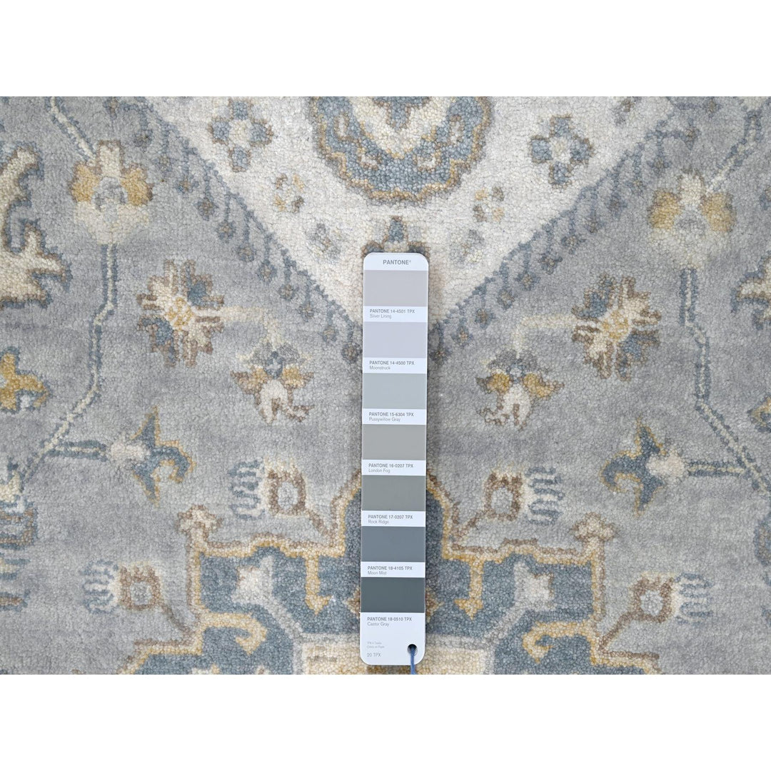 14'0" x 17'9" New Hand Knotted Grey Wool Rectangle Oriental Rug - MOA10210070