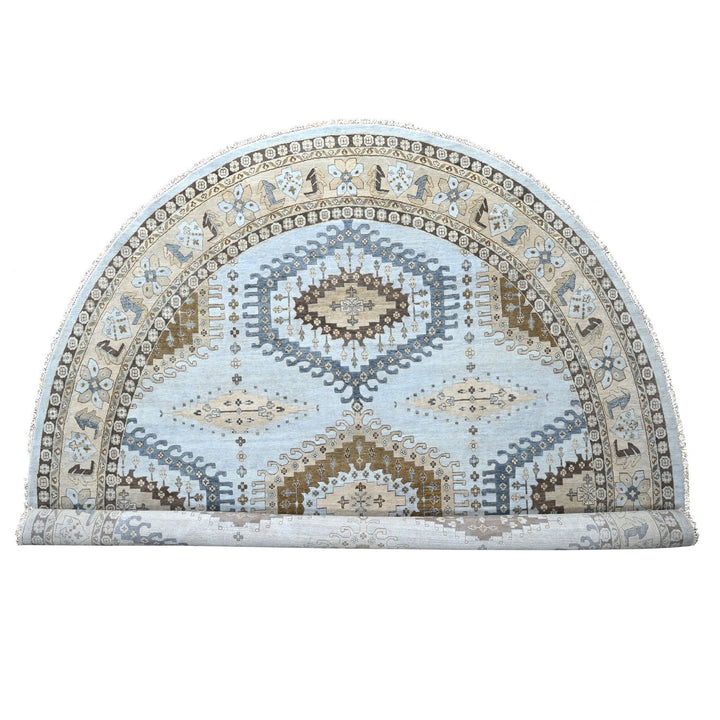 13'8" x 13'10" New Hand Knotted Grey Wool Round Oriental Rug - MOA10210079