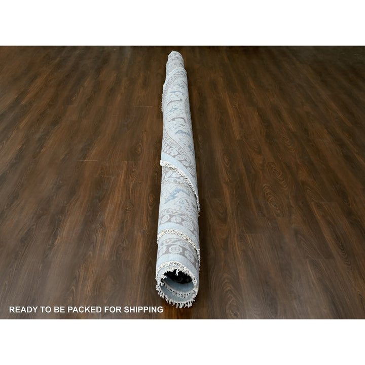 13'8" x 13'10" New Hand Knotted Grey Wool Round Oriental Rug - MOA10210079