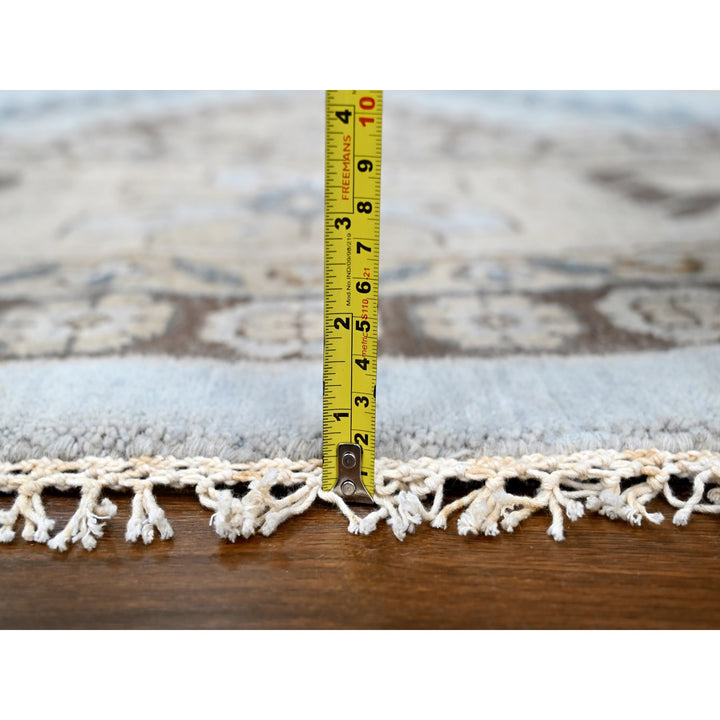 13'8" x 13'10" New Hand Knotted Grey Wool Round Oriental Rug - MOA10210079