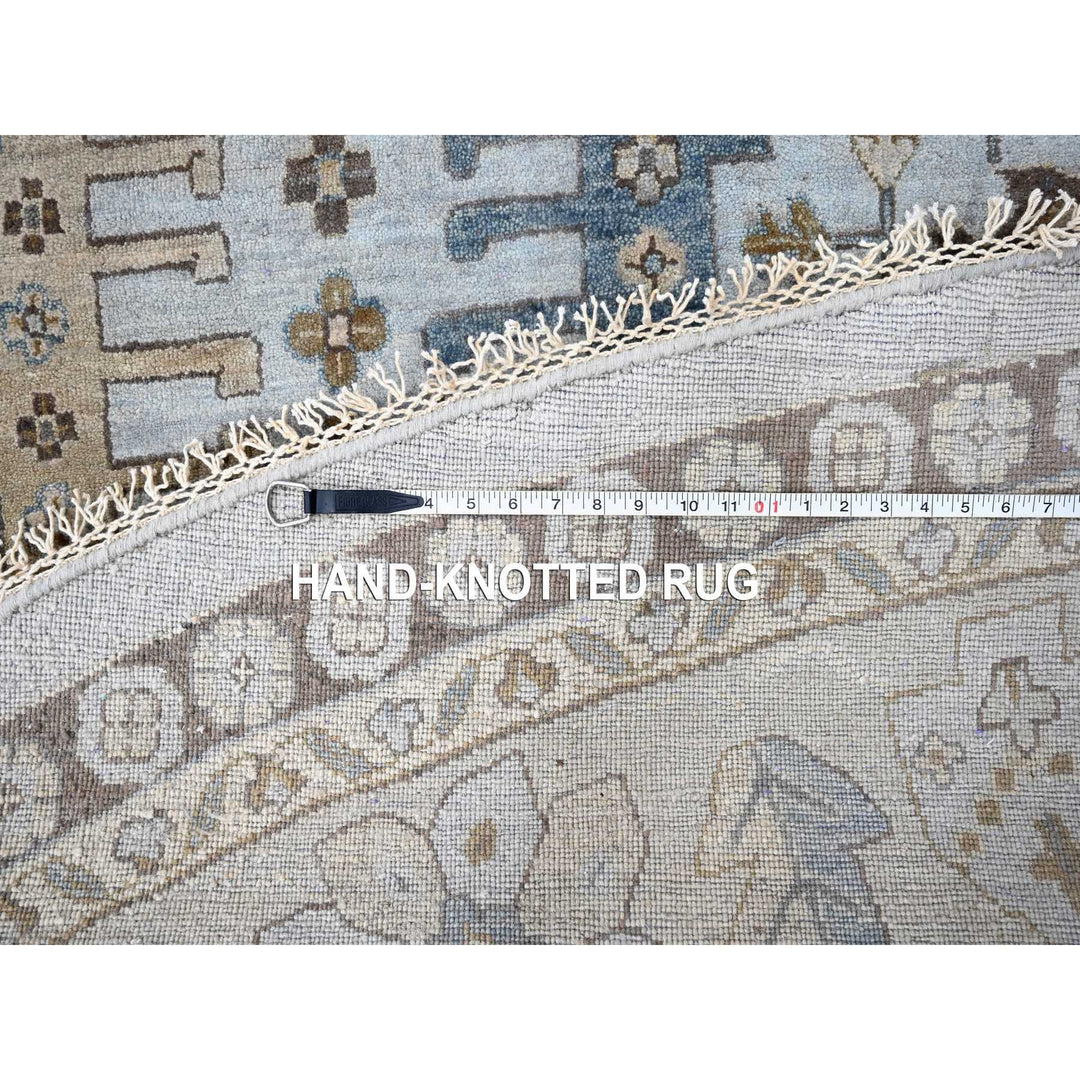 13'8" x 13'10" New Hand Knotted Grey Wool Round Oriental Rug - MOA10210079