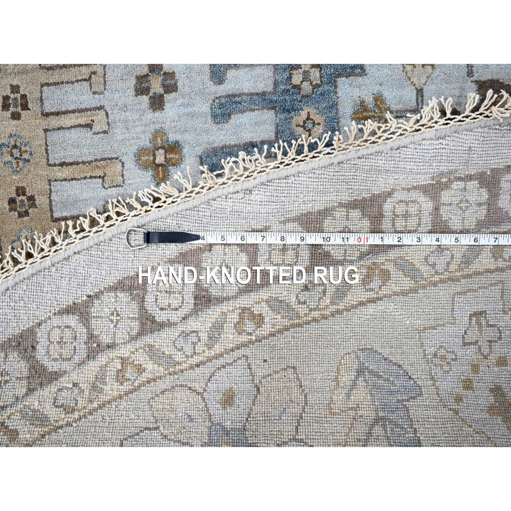 13'8" x 13'10" New Hand Knotted Grey Wool Round Oriental Rug - MOA10210079