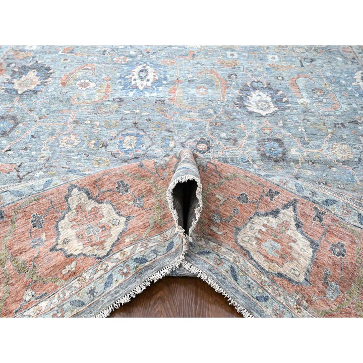 11'11" x 14'10" New Hand Knotted Blue Wool Rectangle Oriental Rug - MOA10210155