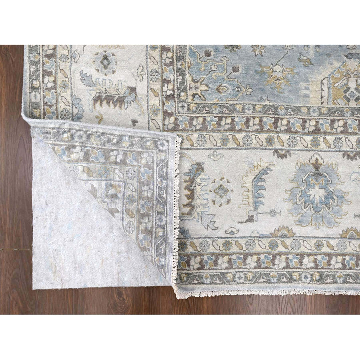 12'0" x 13'8" New Hand Knotted Grey Wool Rectangle Oriental Rug - MOA10210187