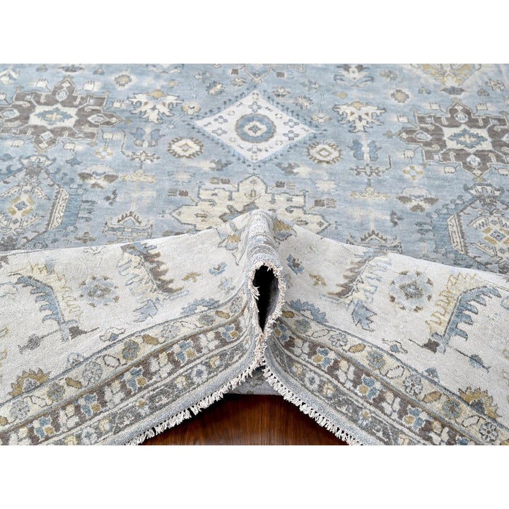 12'0" x 13'8" New Hand Knotted Grey Wool Rectangle Oriental Rug - MOA10210187