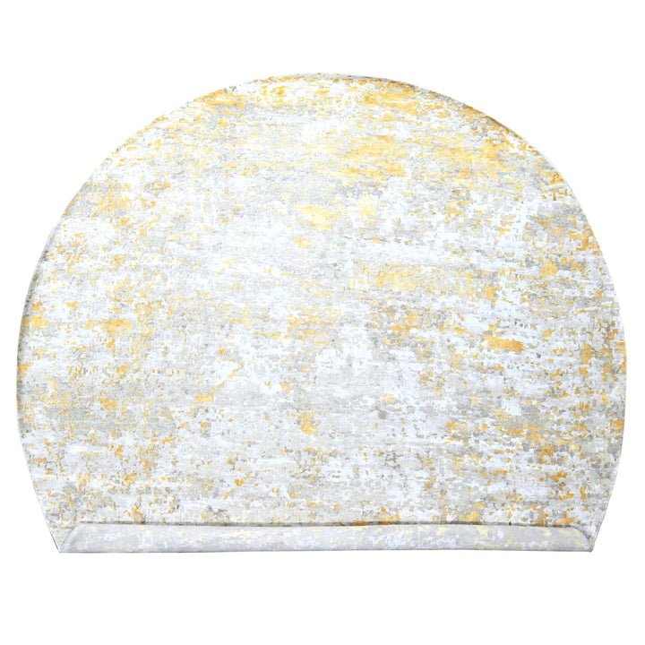 11'9" x 11'10" New Hand Knotted Beige Wool & Silk Round Oriental Rug - MOA10210206