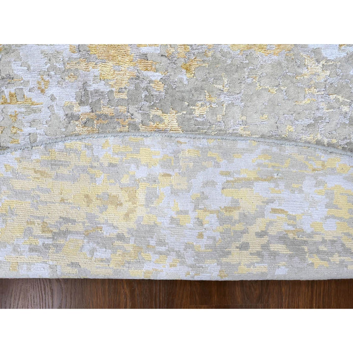 11'9" x 11'10" New Hand Knotted Beige Wool & Silk Round Oriental Rug - MOA10210206