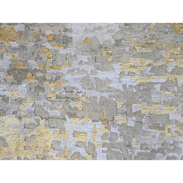 11'9" x 11'10" New Hand Knotted Beige Wool & Silk Round Oriental Rug - MOA10210206