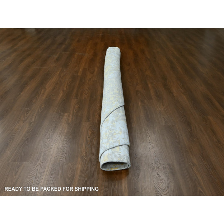 11'9" x 11'10" New Hand Knotted Beige Wool & Silk Round Oriental Rug - MOA10210206