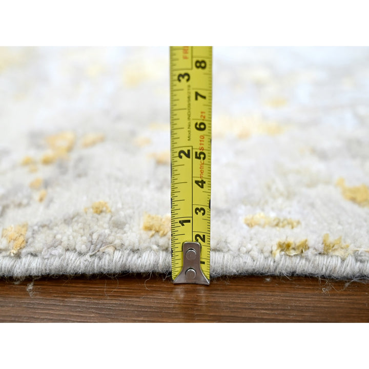 11'9" x 11'10" New Hand Knotted Beige Wool & Silk Round Oriental Rug - MOA10210206