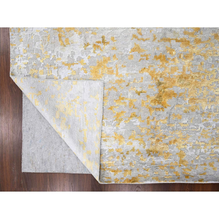 12'0" x 14'9" New Hand Knotted Beige Wool & Silk Rectangle Oriental Rug - MOA10210208