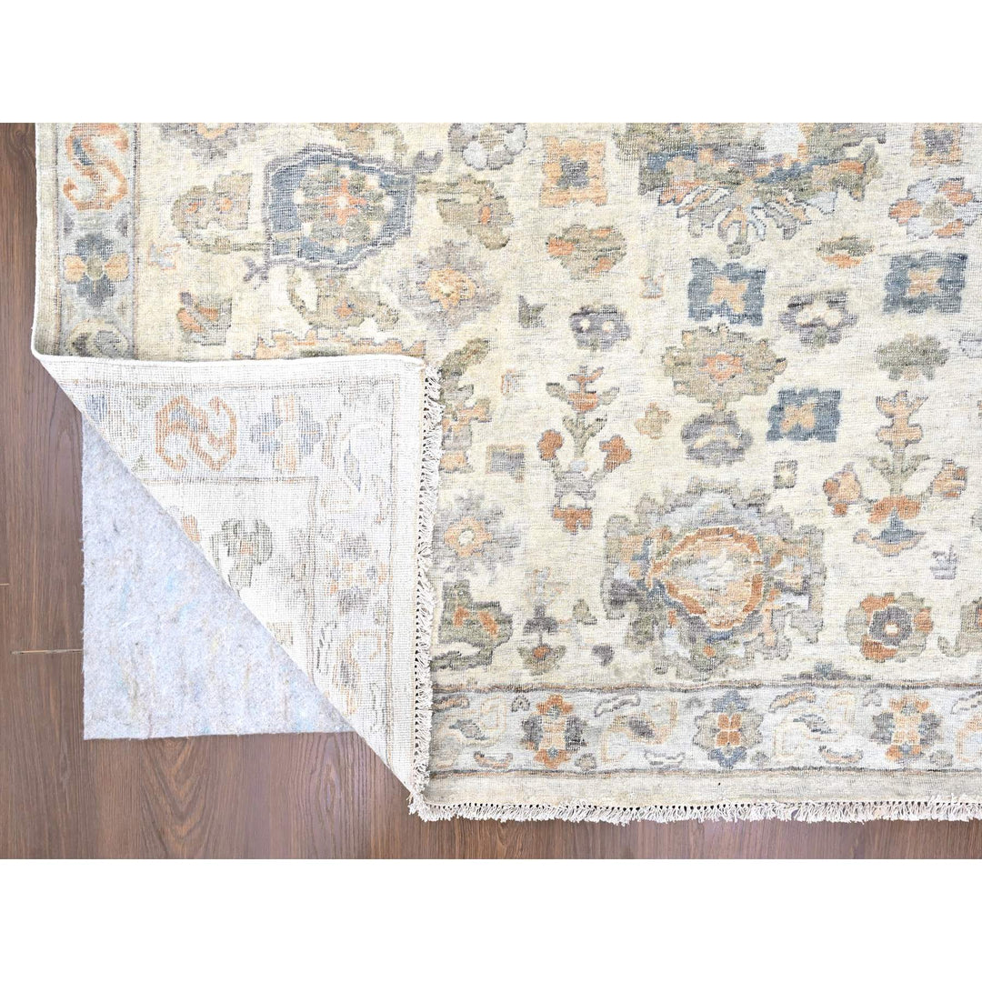 10'0" x 13'10" New Hand Knotted Ivory Wool Rectangle Oriental Rug - MOA10210216