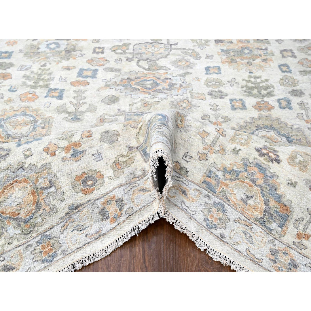 10'0" x 13'10" New Hand Knotted Ivory Wool Rectangle Oriental Rug - MOA10210216