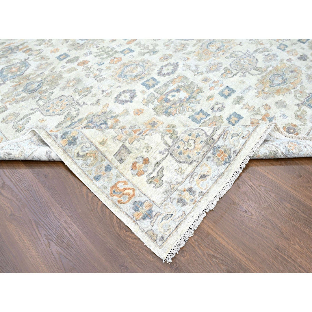 10'0" x 13'10" New Hand Knotted Ivory Wool Rectangle Oriental Rug - MOA10210216