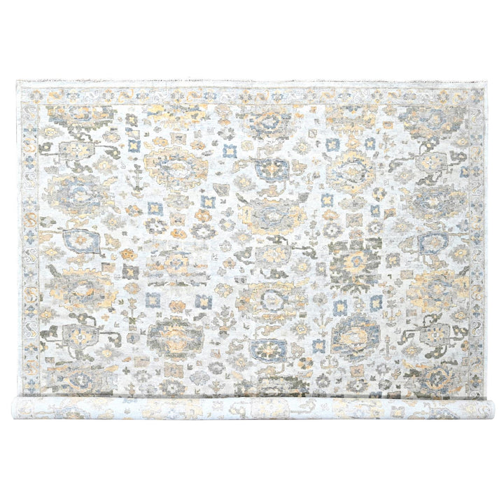 12'1" x 14'11" New Hand Knotted Grey Wool Rectangle Oriental Rug - MOA10210217