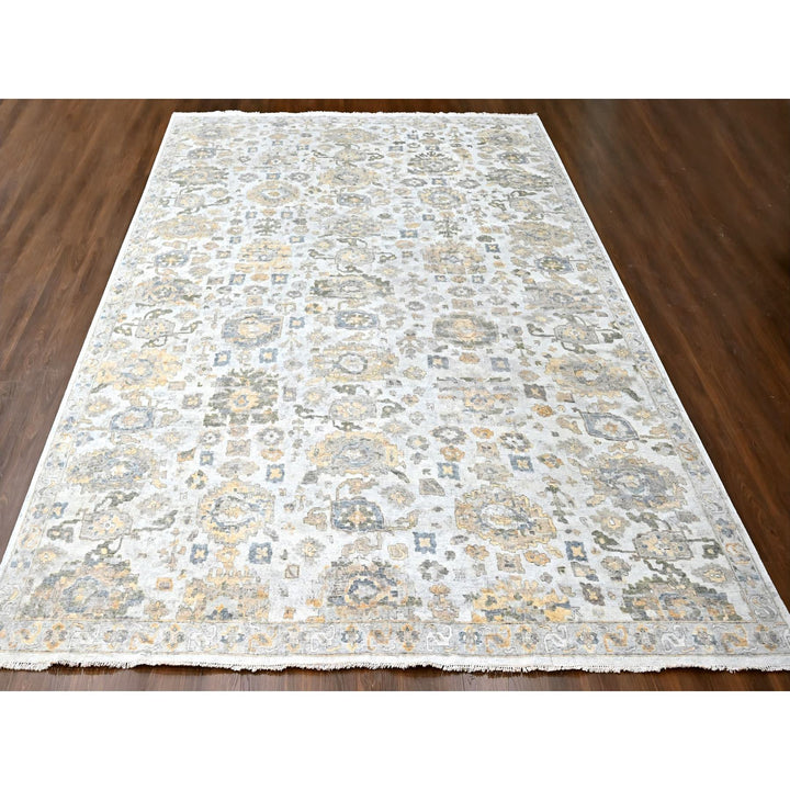 12'1" x 14'11" New Hand Knotted Grey Wool Rectangle Oriental Rug - MOA10210217