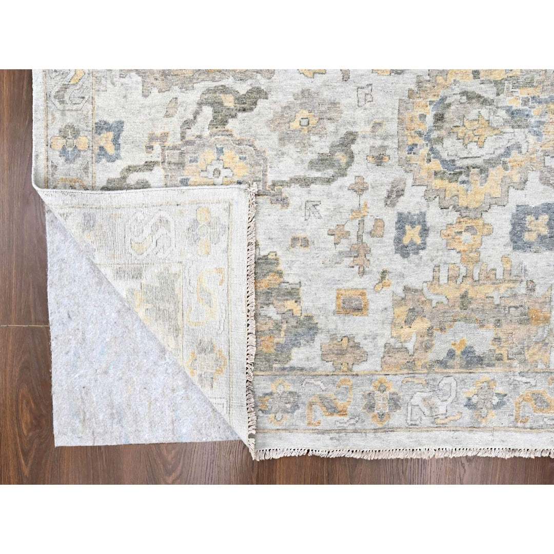 12'1" x 14'11" New Hand Knotted Grey Wool Rectangle Oriental Rug - MOA10210217