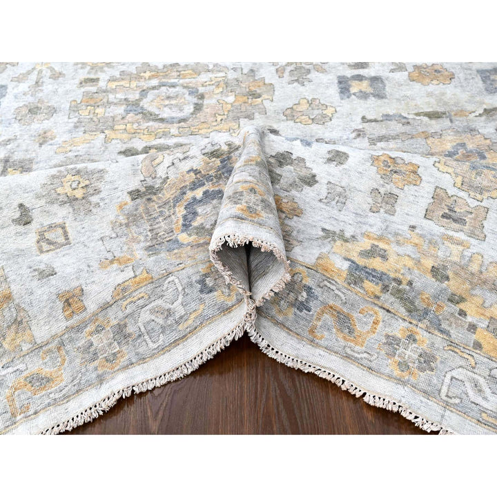 12'1" x 14'11" New Hand Knotted Grey Wool Rectangle Oriental Rug - MOA10210217