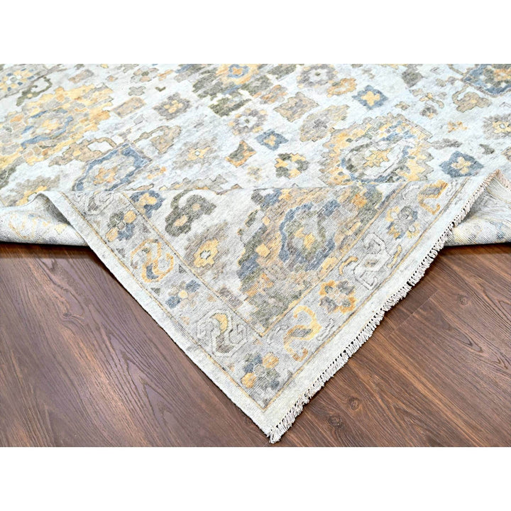 12'1" x 14'11" New Hand Knotted Grey Wool Rectangle Oriental Rug - MOA10210217