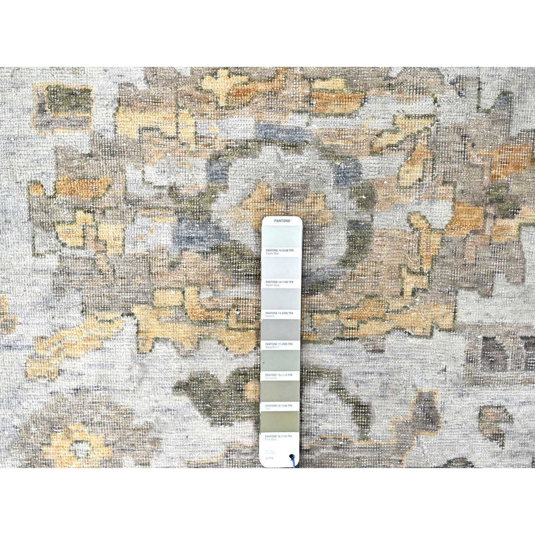 12'1" x 14'11" New Hand Knotted Grey Wool Rectangle Oriental Rug - MOA10210217