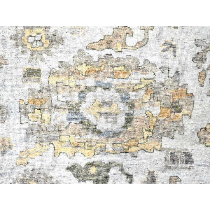 12'1" x 14'11" New Hand Knotted Grey Wool Rectangle Oriental Rug - MOA10210217