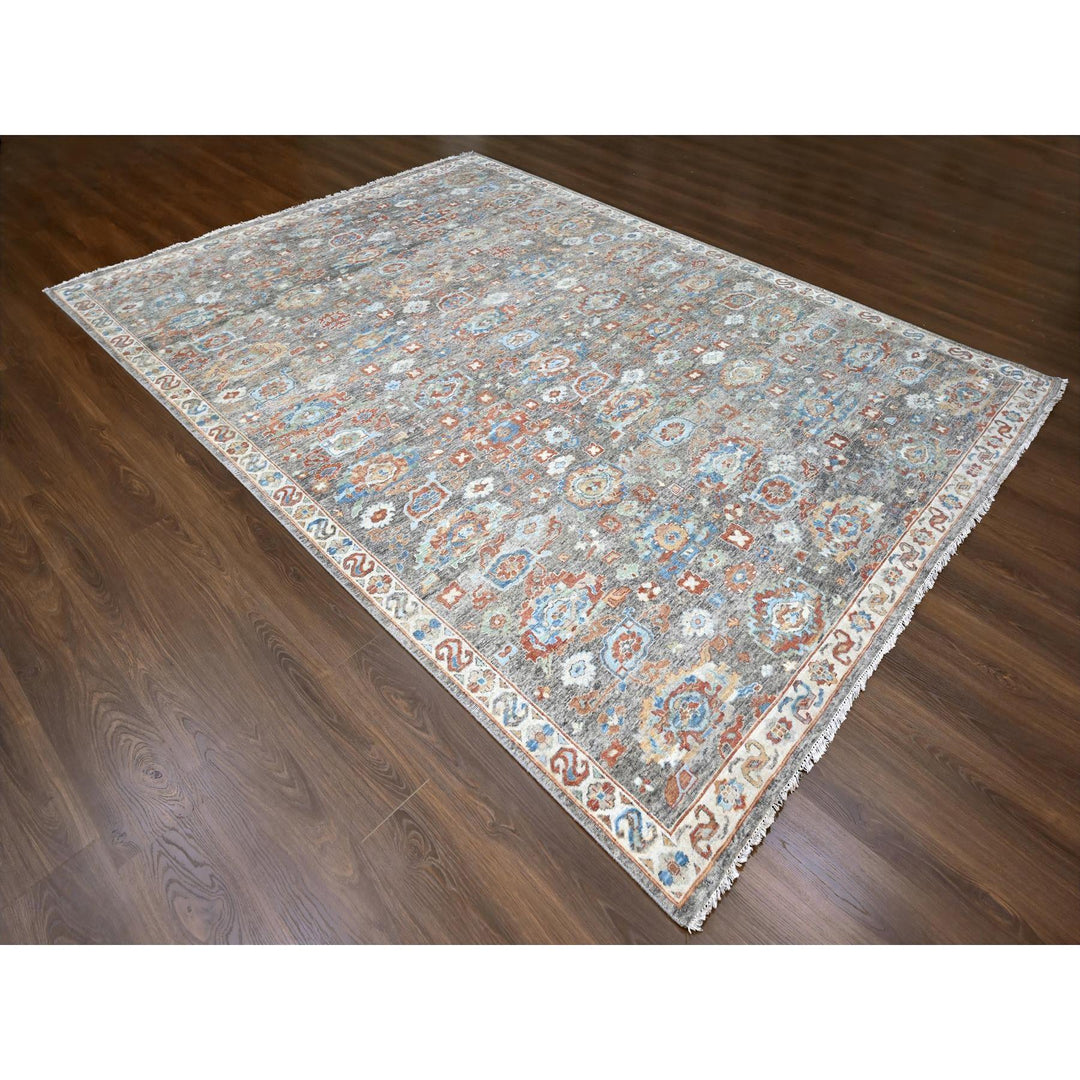 8'11" x 11'10" New Hand Knotted Brown Wool Rectangle Oriental Rug - MOA10210218