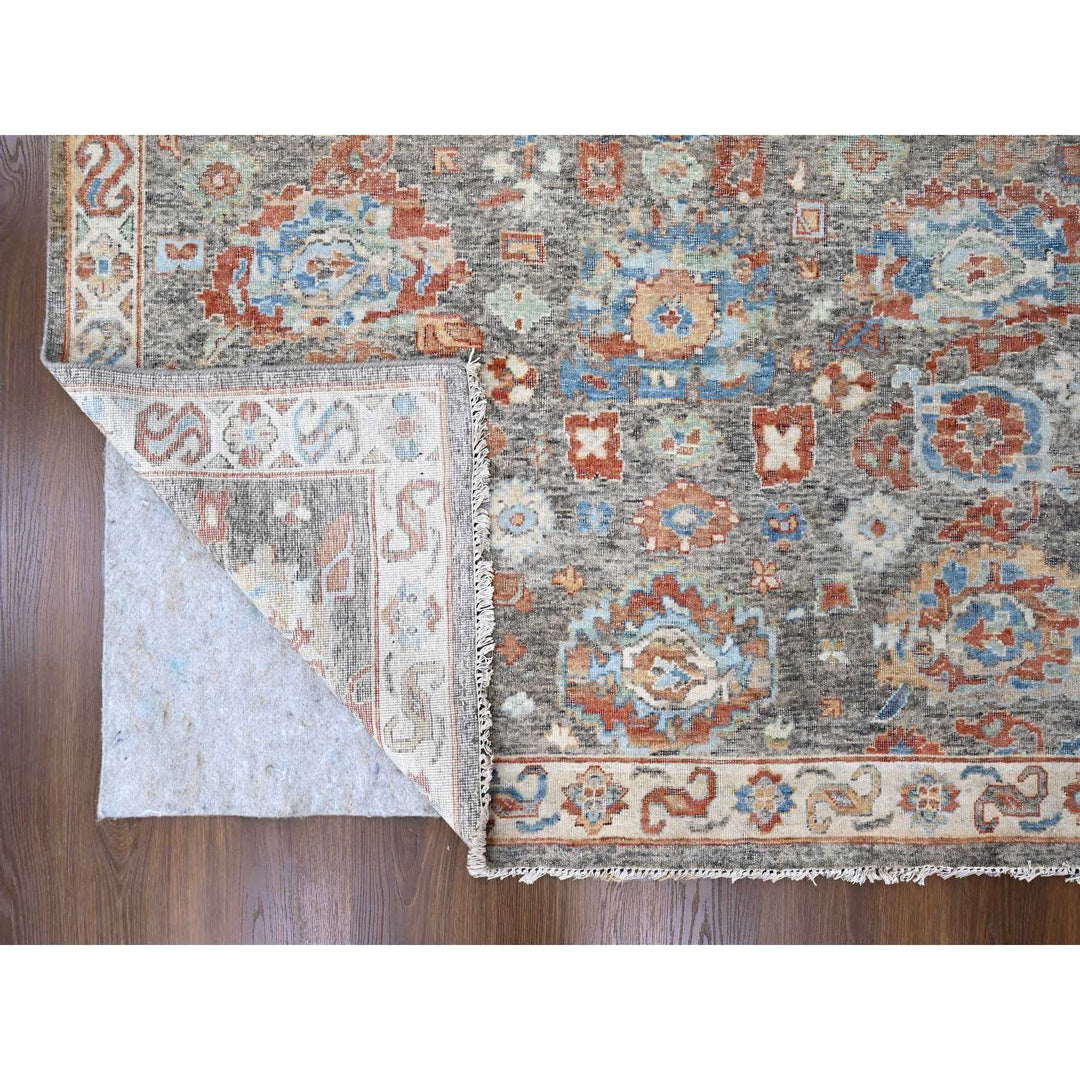 8'11" x 11'10" New Hand Knotted Brown Wool Rectangle Oriental Rug - MOA10210218