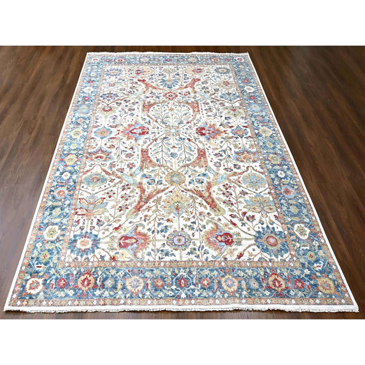 9'11" x 13'11" New Hand Knotted Ivory Wool Rectangle Oriental Rug - MOA10210221