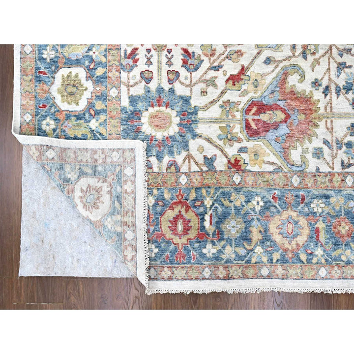 9'11" x 13'11" New Hand Knotted Ivory Wool Rectangle Oriental Rug - MOA10210221