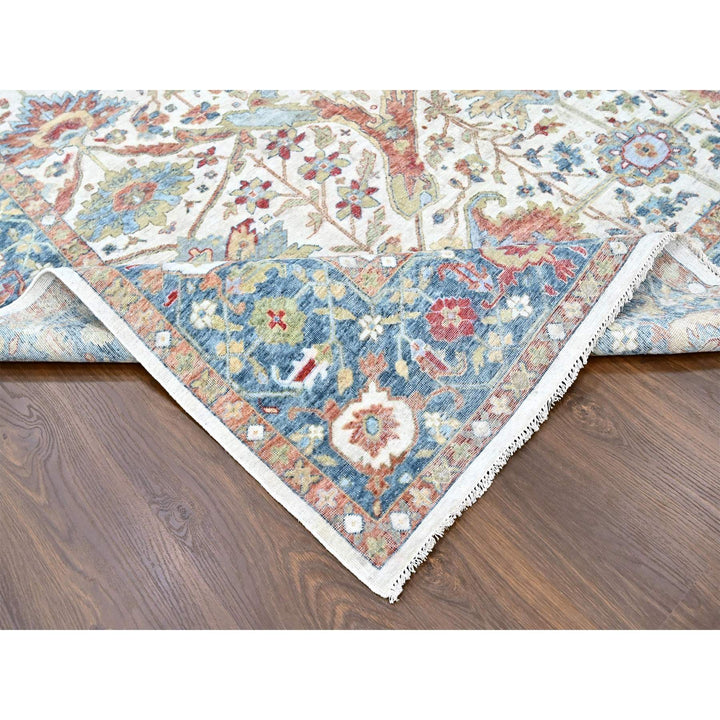 9'11" x 13'11" New Hand Knotted Ivory Wool Rectangle Oriental Rug - MOA10210221