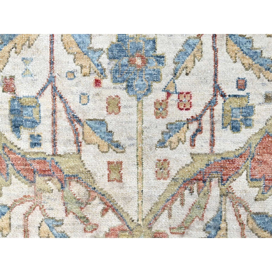 9'11" x 13'11" New Hand Knotted Ivory Wool Rectangle Oriental Rug - MOA10210221