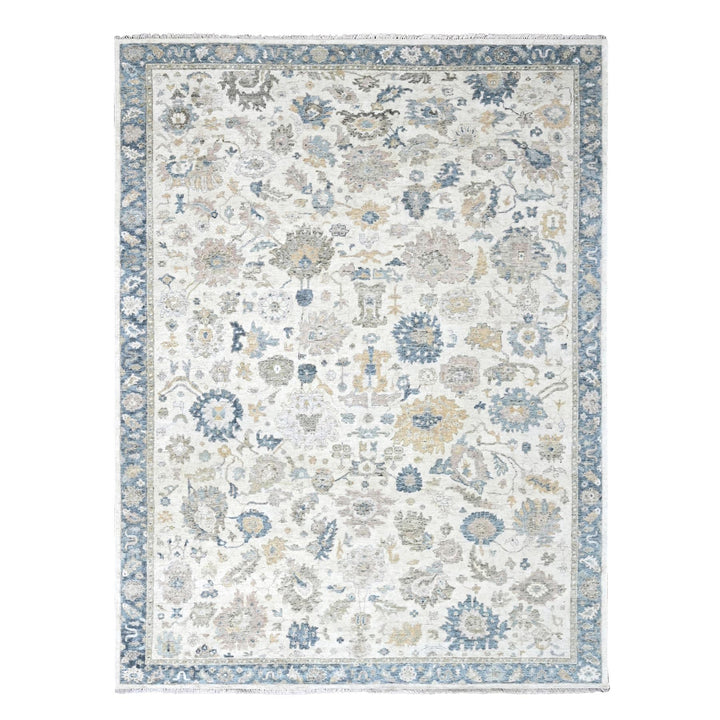 8'11" x 12'1" New Hand Knotted Ivory Wool Rectangle Oriental Rug - MOA10210224