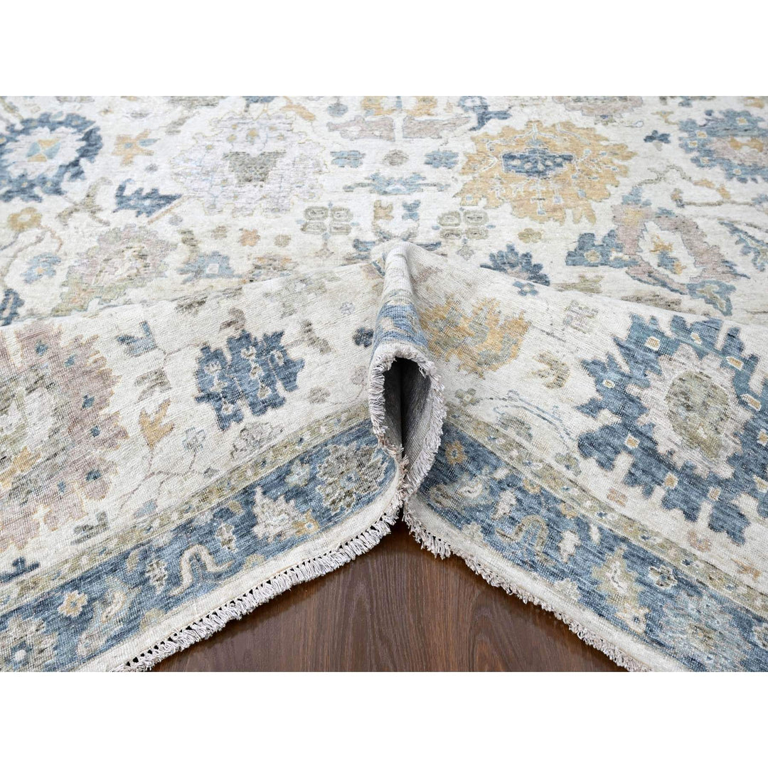 8'11" x 12'1" New Hand Knotted Ivory Wool Rectangle Oriental Rug - MOA10210224