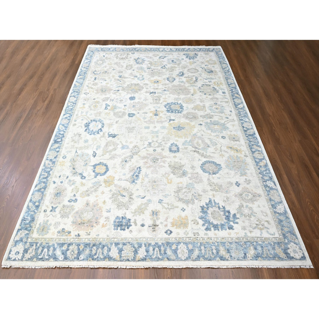 10'0" x 13'9" New Hand Knotted Ivory Wool Rectangle Oriental Rug - MOA10210225