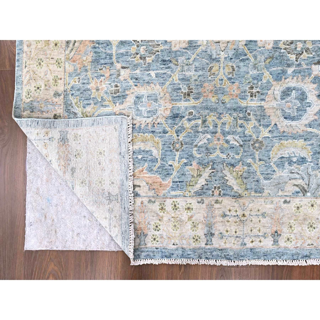 9'10" x 13'11" New Hand Knotted Blue Wool Rectangle Oriental Rug - MOA10210230