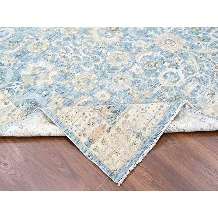 9'10" x 13'11" New Hand Knotted Blue Wool Rectangle Oriental Rug - MOA10210230