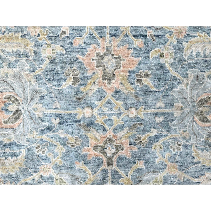 9'10" x 13'11" New Hand Knotted Blue Wool Rectangle Oriental Rug - MOA10210230