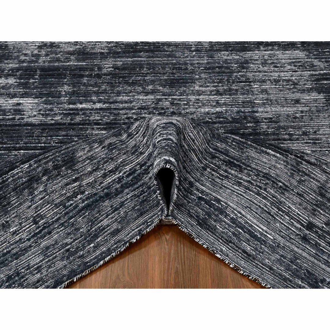 8'3" x 10'0" New Hand Loomed Black Wool & Silk Rectangle Oriental Rug - MOA10210268