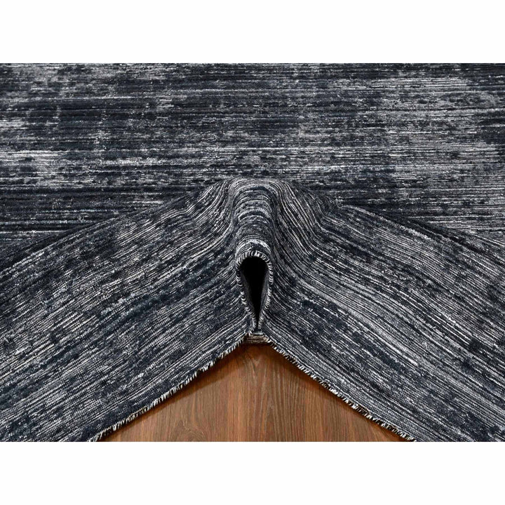 8'3" x 10'0" New Hand Loomed Black Wool & Silk Rectangle Oriental Rug - MOA10210268