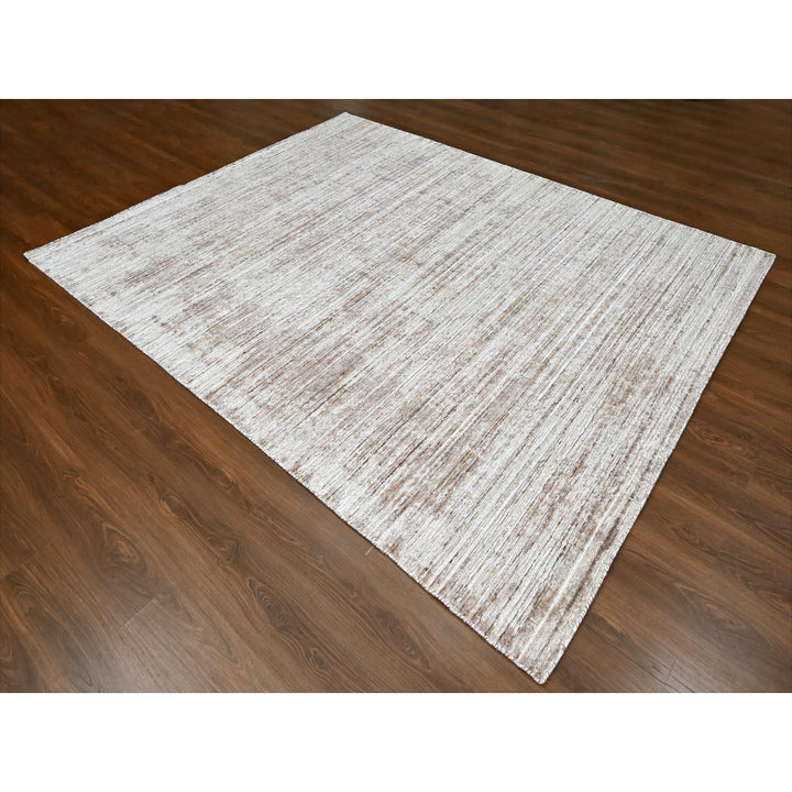 8'0" x 10'0" New Hand Loomed Brown Wool & Silk Rectangle Oriental Rug - MOA10210269