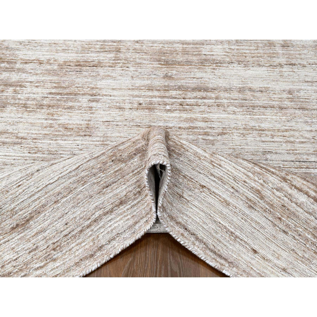 8'0" x 10'0" New Hand Loomed Brown Wool & Silk Rectangle Oriental Rug - MOA10210269