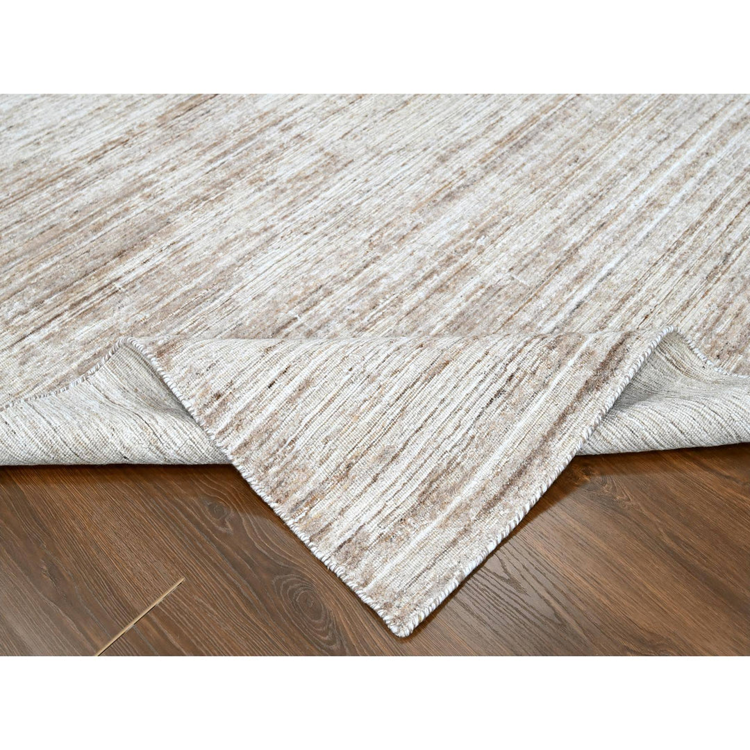 8'0" x 10'0" New Hand Loomed Brown Wool & Silk Rectangle Oriental Rug - MOA10210269