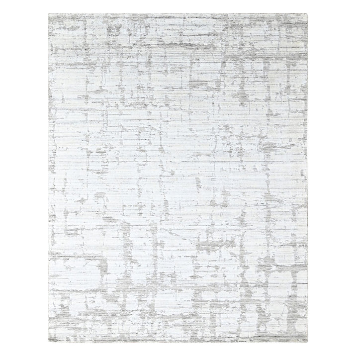 7'11" x 10'0" New Hand Loomed Ivory Wool & Silk Rectangle Oriental Rug - MOA10210270